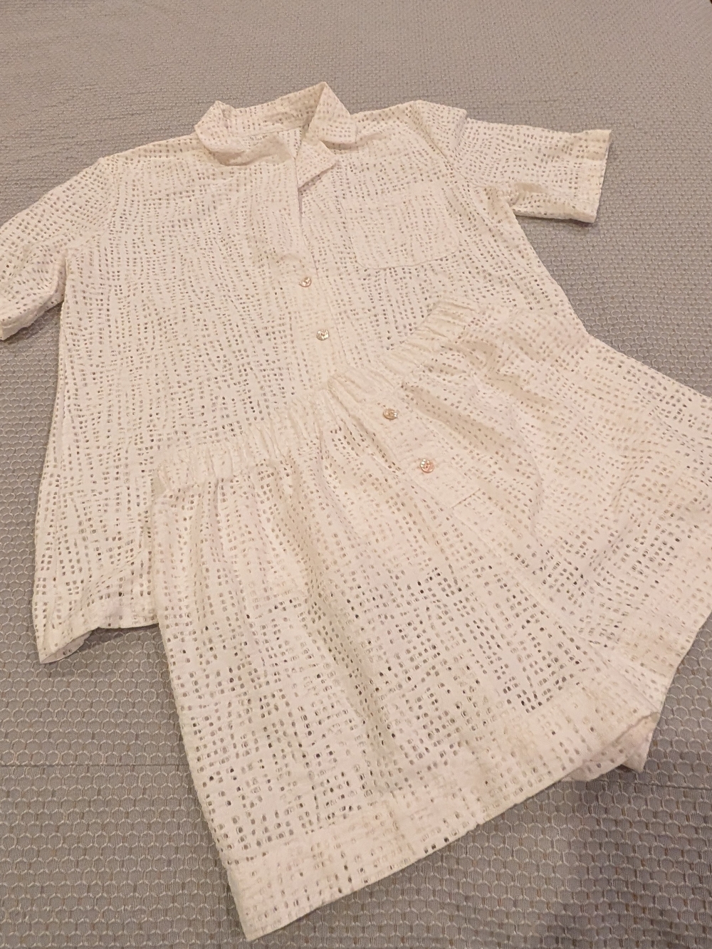 Negative White Eyelet Pajama Set Size Small